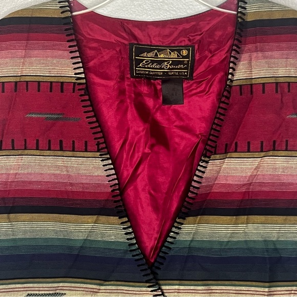 Eddie Bauer Vintage Southwestern Aztec Vest Denim Blue XL Made In USA  Navajo - Picture 2 of 8